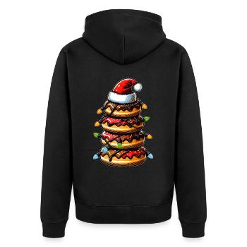 Donuts Haufen Krapfen Sprinkles Weihnachten Hut Xm - Unisex Premium Bio Zip Hoodie - Schwarz - Hinten - Nico (187cm)
