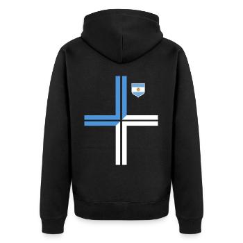 Argentinien Geschenk Argentina Argentine Flagge - Unisex Premium Bio Zip Hoodie - Schwarz - Hinten - Nico (187cm)