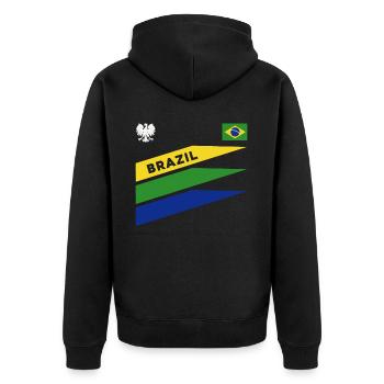 Brasilien Brazil shirt Brasilianer Rio de Janeirao - Unisex Premium Bio Zip Hoodie - Schwarz - Hinten - Nico (187cm)