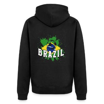 Brasilien Brazil shirt Brasilianer Rio de Janeirao - Unisex Premium Bio Zip Hoodie - Schwarz - Hinten - Nico (187cm)