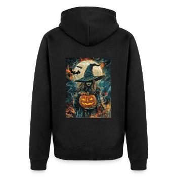 Halloween Cadeau Femmes Sorcière Hommes Enfants Décoration - Veste à capuche bio Premium Unisexe - noir - Dos - Nico (187cm)