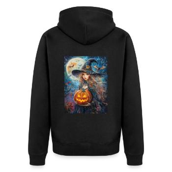 Halloween Cadeau Femmes Sorcière Hommes Enfants Décoration - Veste à capuche bio Premium Unisexe - noir - Dos - Nico (187cm)