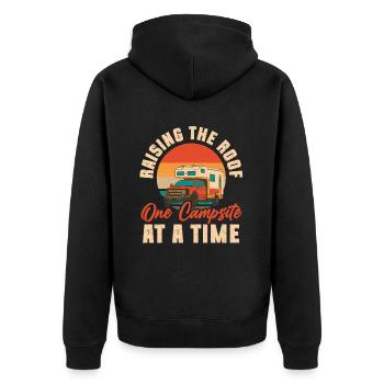 Wohnmobilzubehör Pop-up-camper - Unisex Premium Bio Zip Hoodie - Schwarz - Hinten - Nico (187cm)