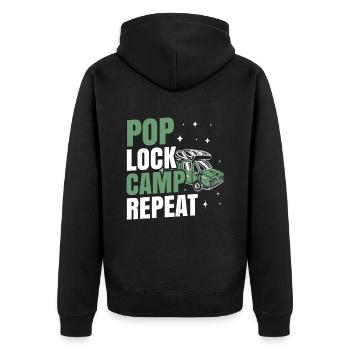 Wohnmobilzubehör Pop-up-camper - Unisex Premium Bio Zip Hoodie - Schwarz - Hinten - Nico (187cm)
