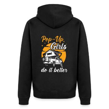 Wohnmobilzubehör Pop-up-camper - Unisex Premium Bio Zip Hoodie - Schwarz - Hinten - Nico (187cm)