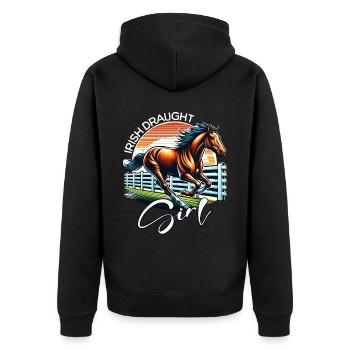 Irish Draught Girl Irish Draft Horse - Unisex Premium Organic Zip Hoodie - black - Back - Nico (187cm)