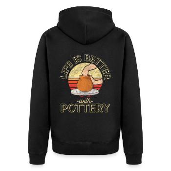 Pottery Ceramics Artist Retro - Unisex Premium Organic Zip Hoodie - black - Back - Nico (187cm)