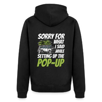 Wohnmobilzubehör Pop-up-camper - Unisex Premium Bio Zip Hoodie - Schwarz - Hinten - Nico (187cm)
