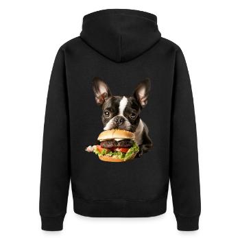 Boston Terrier - Unisex Premium Bio Zip Hoodie - Schwarz - Hinten - Nico (187cm)