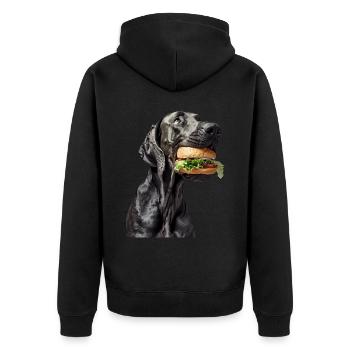 Deutsche Dogge - Unisex Premium Bio Zip Hoodie - Schwarz - Hinten - Nico (187cm)