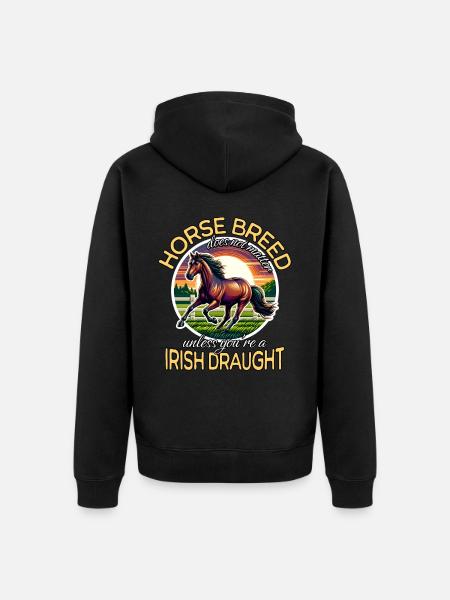 Irish Draught Irisches Zugpferd - Unisex Premium Bio Zip Hoodie - Schwarz