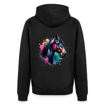 Cheval de trait irlandais motif cheval - Veste à capuche bio Premium Unisexe - noir - Dos - Nico (187cm)