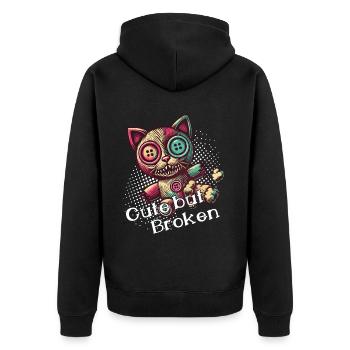 Mentaler Psychopath Niedlich Aber Kaputt - Unisex Premium Bio Zip Hoodie - Schwarz - Hinten - Nico (187cm)