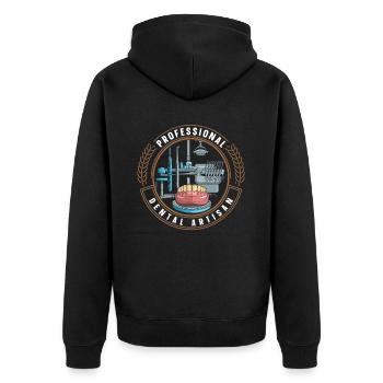 Zahntechniker - Unisex Premium Bio Zip Hoodie - Schwarz - Hinten - Nico (187cm)