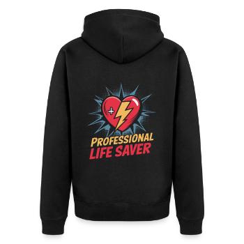 Infirmière en soins intensifs - Veste à capuche bio Premium Unisexe - noir - Dos - Nico (187cm)