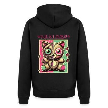 Mentaler Psychopath Niedlich Aber Kaputt Design - Unisex Premium Bio Zip Hoodie - Schwarz - Hinten - Nico (187cm)