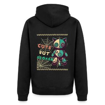 Mentaler Psychopath Süß Aber Kaputt Design - Unisex Premium Bio Zip Hoodie - Schwarz - Hinten - Nico (187cm)