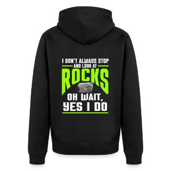 Rock Collector Geology Geologist - Unisex Premium Bio Zip Hoodie - Schwarz - Hinten - Nico (187cm)