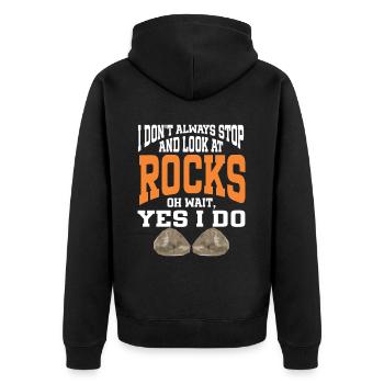 Rock Collector Geology Geologist - Unisex Premium Bio Zip Hoodie - Schwarz - Hinten - Nico (187cm)