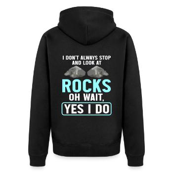 Rock Collector Geology Geologist - Unisex Premium Bio Zip Hoodie - Schwarz - Hinten - Nico (187cm)