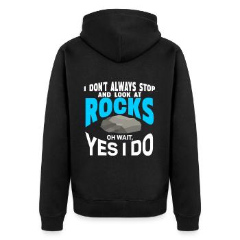 Rock Collector Geology Geologist - Unisex Premium Bio Zip Hoodie - Schwarz - Hinten - Nico (187cm)