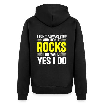 Rock Collector Geology Geologist - Unisex Premium Bio Zip Hoodie - Schwarz - Hinten - Nico (187cm)