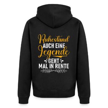 Legende Ruhestand Lustiges Motiv Rentner - Unisex Premium Bio Zip Hoodie - Schwarz - Hinten - Nico (187cm)