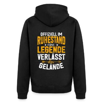 Legende Ruhestand Lustiges Motiv Rentner - Unisex Premium Bio Zip Hoodie - Schwarz - Hinten - Nico (187cm)