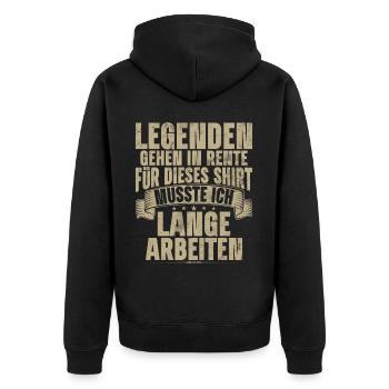 Legende Ruhestand Lustiges Motiv Rentner - Unisex Premium Bio Zip Hoodie - Schwarz - Hinten - Nico (187cm)