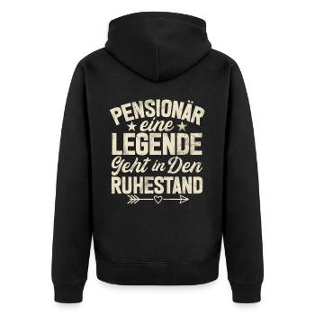Legende Ruhestand Lustiges Motiv Rentner - Unisex Premium Bio Zip Hoodie - Schwarz - Hinten - Nico (187cm)