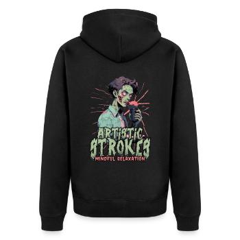 ASMR Flüstern Artistic Strokes Mindful Relaxation - Unisex Premium Bio Zip Hoodie - Schwarz - Hinten - Nico (187cm)