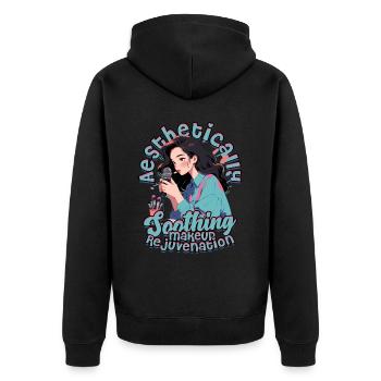 ASMR Aesthetically Soothing Makeup Rejuvenation - Unisex Premium Organic Zip Hoodie - black - Back - Nico (187cm)