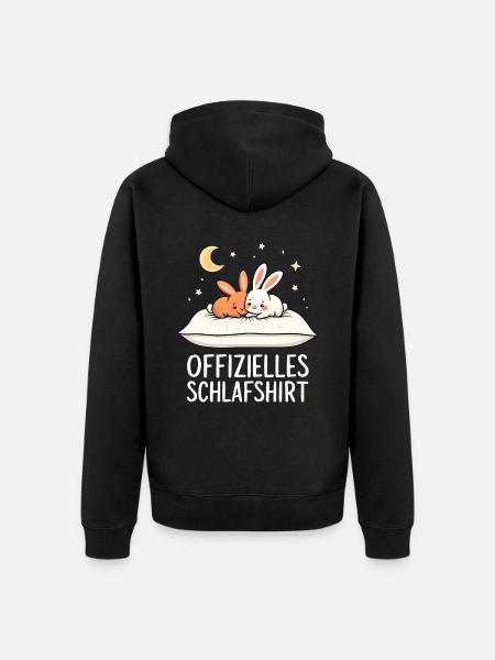 Official Sleeping Shirt Rabbit Pair - Unisex Premium Organic Zip Hoodie - black