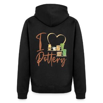 Pottery Ceramics Artist Heart I - Unisex Premium Organic Zip Hoodie - black - Back - Nico (187cm)
