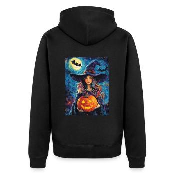 Halloween Cadeau Femmes Sorcière Hommes Enfants Décoration - Veste à capuche bio Premium Unisexe - noir - Dos - Nico (187cm)