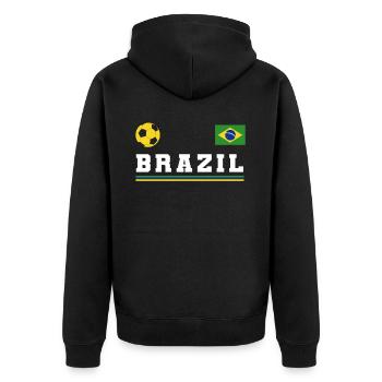 Brasilien Brazil shirt Brasilianer Rio de Janeirao - Unisex Premium Bio Zip Hoodie - Schwarz - Hinten - Nico (187cm)