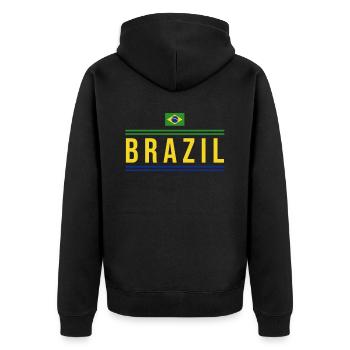 Brasilien Brazil shirt Brasilianer Rio de Janeirao - Unisex Premium Bio Zip Hoodie - Schwarz - Hinten - Nico (187cm)