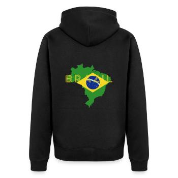 Brazil Brazil shirt Brazilian Rio de Janeirao - Unisex Premium Organic Zip Hoodie - black - Back - Nico (187cm)