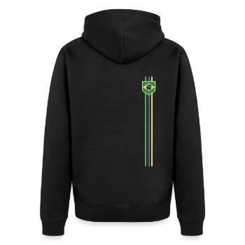 Brasilien Brazil shirt Brasilianer Rio de Janeirao - Unisex Premium Bio Zip Hoodie - Schwarz - Hinten - Nico (187cm)