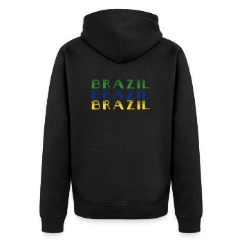 Brasilien Brazil shirt Brasilianer Rio de Janeirao - Unisex Premium Bio Zip Hoodie - Schwarz - Hinten - Nico (187cm)