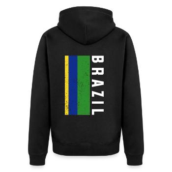 Brasilien Brazil shirt Brasilianer Rio de Janeirao - Unisex Premium Bio Zip Hoodie - Schwarz - Hinten - Nico (187cm)