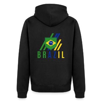 Brazil Brazil shirt Brazilian Rio de Janeirao - Unisex Premium Organic Zip Hoodie - black - Back - Nico (187cm)
