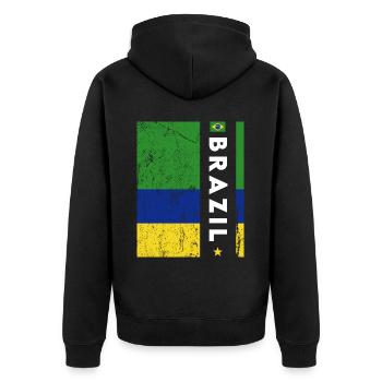 Brasilien Brazil shirt Brasilianer Rio de Janeirao - Unisex Premium Bio Zip Hoodie - Schwarz - Hinten - Nico (187cm)