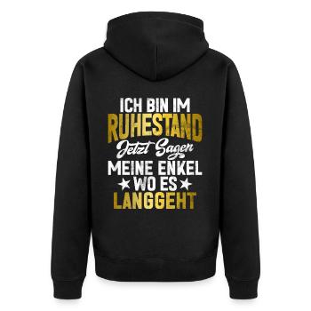 Légende de la retraite Drôle de pension Pension Retraité - Veste à capuche bio Premium Unisexe - noir - Dos - Nico (187cm)