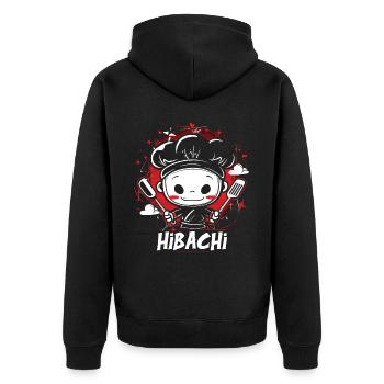 Hibachi Teppanyaki Bbq Japanische Küche - Unisex Premium Bio Zip Hoodie - Schwarz - Hinten - Nico (187cm)
