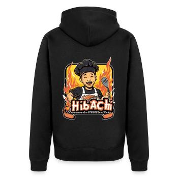Hibachi Teppanyaki Bbq Japanische Küche - Unisex Premium Bio Zip Hoodie - Schwarz - Hinten - Nico (187cm)