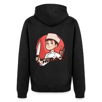 Hibachi Teppanyaki Bbq Japanische Küche - Unisex Premium Bio Zip Hoodie - Schwarz - Hinten - Nico (187cm)