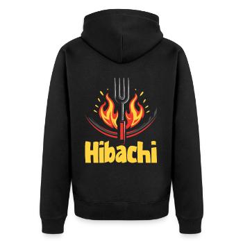 Hibachi Teppanyaki Bbq Japanische Küche - Unisex Premium Bio Zip Hoodie - Schwarz - Hinten - Nico (187cm)