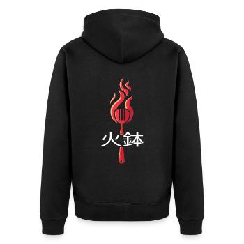 Hibachi Teppanyaki Bbq Japanische Küche - Unisex Premium Bio Zip Hoodie - Schwarz - Hinten - Nico (187cm)