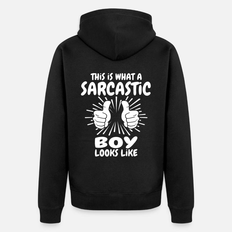Sarkastischer Junge - Unisex Premium Bio Zip Hoodie - Schwarz